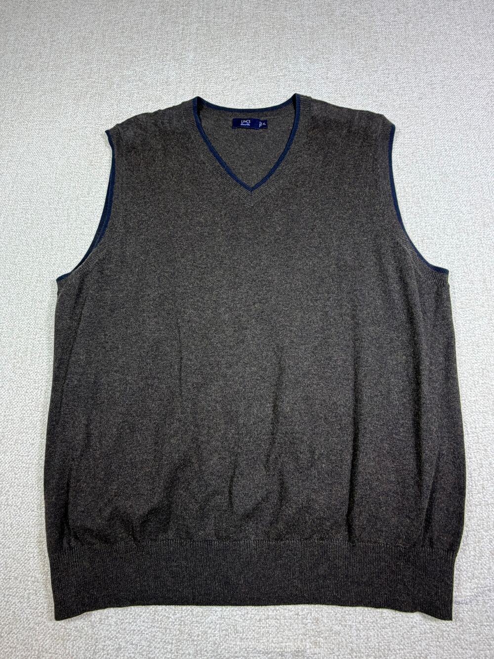 Lincs David Chu Men XL Brown Cashmere Blend Grandpa Collegiate Sweater  Vest